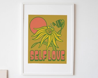 Self Love SVG - Sunflower Print - Positive Poster - Self Care Wall Art