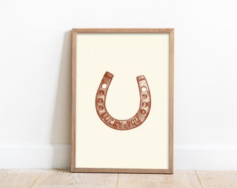 Lucky You Horseshoe Print: Retro Western Wall Art (Digital Download)