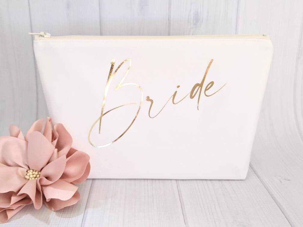 Bride Makeup Bag Bridal Makeup Bag Wedding Cosmetic Bag Etsy