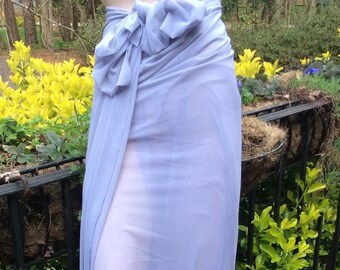 Large Sheer Sarong Lavender Blue Transparent Tulle Scarf Sheer Sretch Italian Shawl