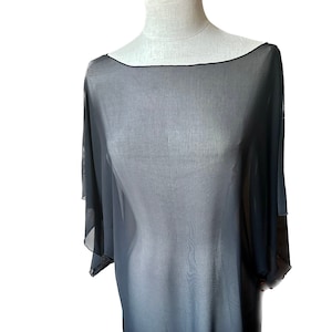 Sheer Black Kimono Tunic in Stretch Tulle image 1