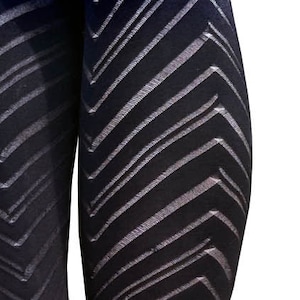 Herringbone Pattern Chevron Design, Joanna Trojer, Luxurious Designer Pantyhose, Italian Textured Opaque Tights, Only Black Available