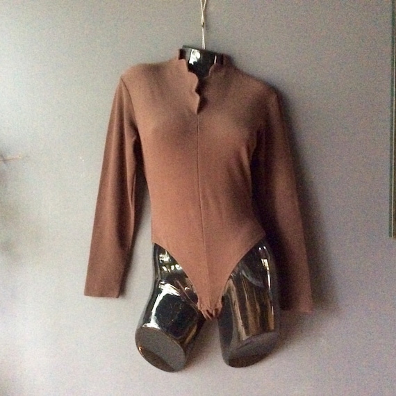 Bodysuit Long Sleeve and Stand Up Collar, 90's Leo