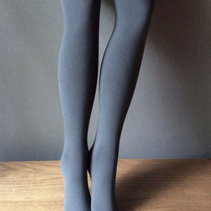 1 Pair of Heavy Grey Opaque Tights Matte Finish Opaque Tights 80 Den ...