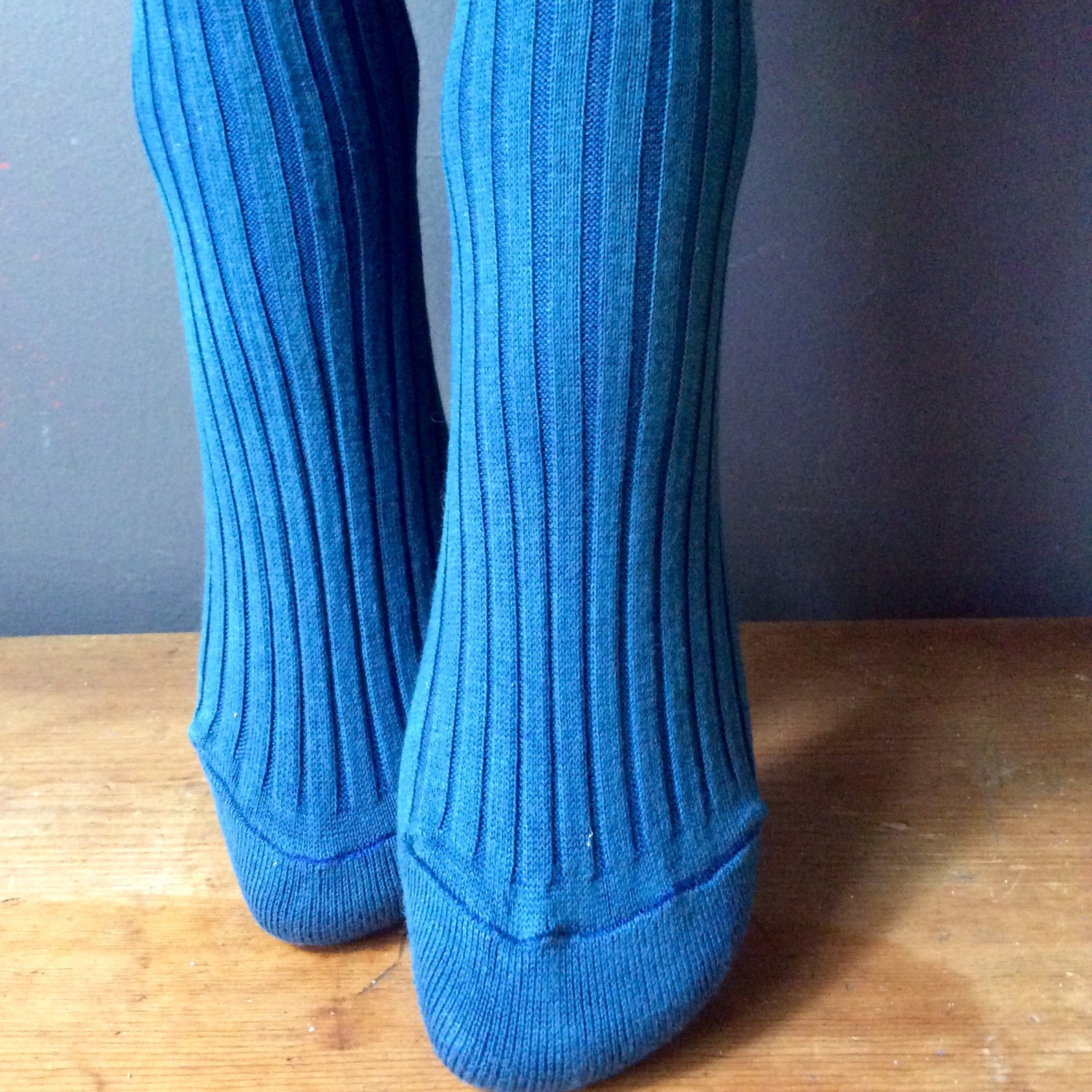 Blue Knee High Socks High Quality Cotton Ribbed Trouser Socks Etsy
