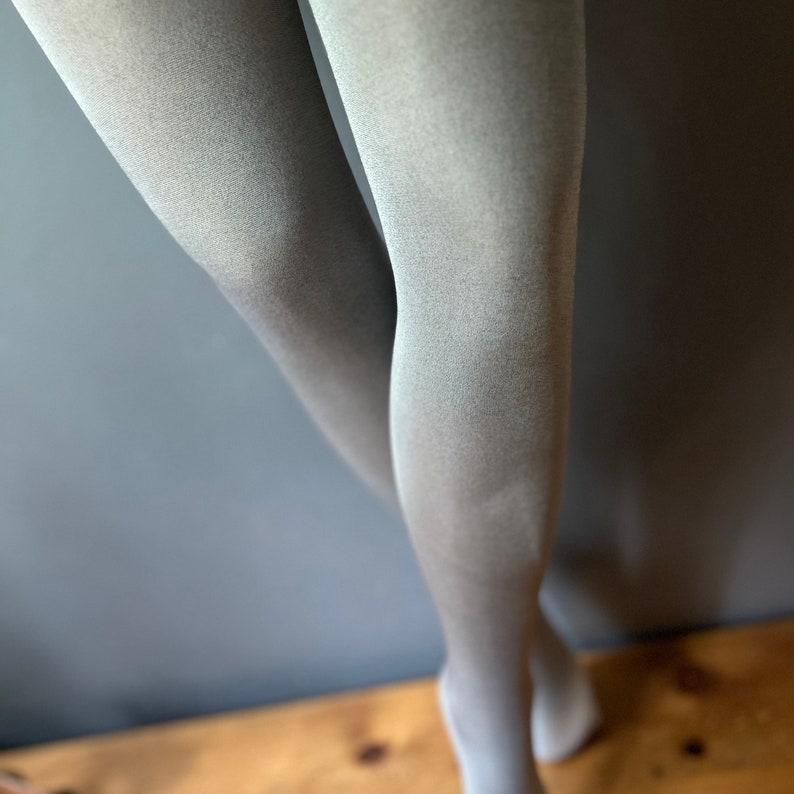 Metallic Silver Opaque Tights, 40 Den image 1