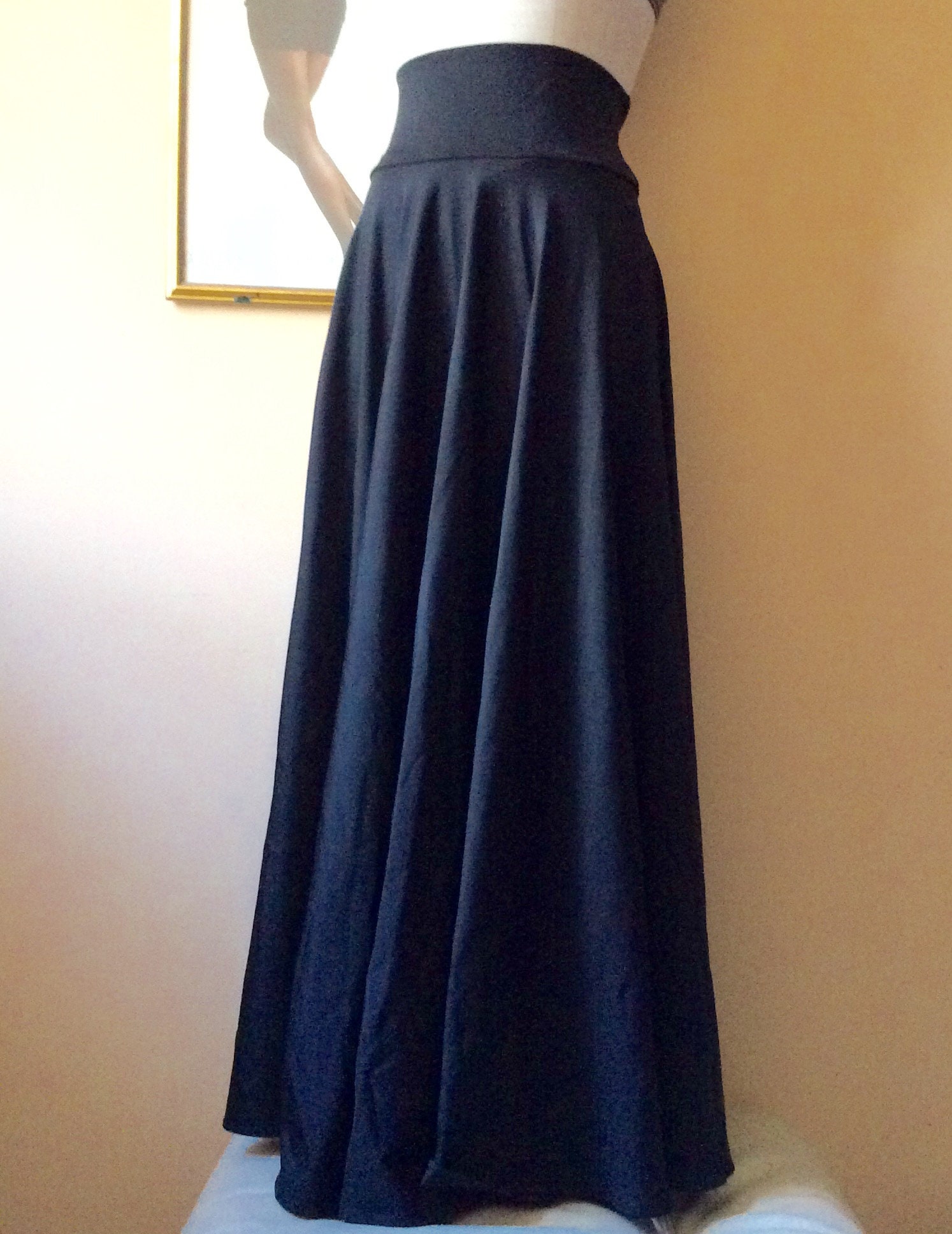 Long Black Satin Skirt Full Circle Skort With High Waist and - Etsy