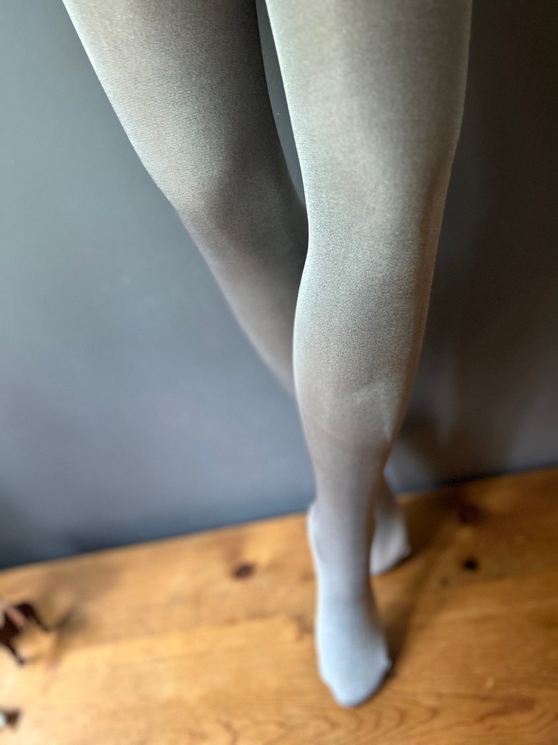 Metallic Silver Opaque Tights, 40 Den image 3