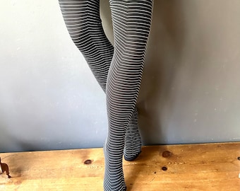 Black and White Patterned Tights, Made in Italy