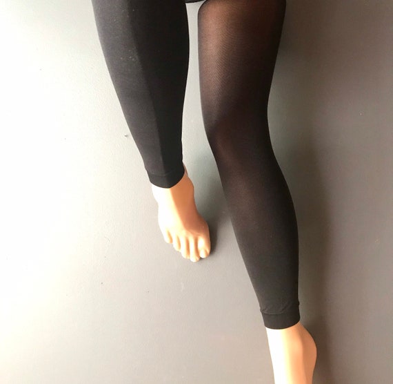 Classic Black Leggings, Dancewear Footless Hosiery, Silky Shiny