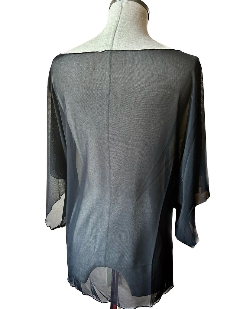 Sheer Black Kimono Tunic in Stretch Tulle image 4