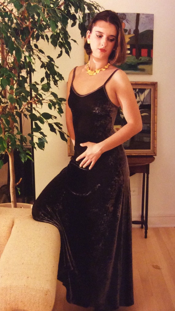 90s Long Stretch Velvet Dress, Spaghetti Strap, Luxurious Opulent Italian  Velvet, Joanna Trojer, Maxi Dress With Bra Elegant Evening 