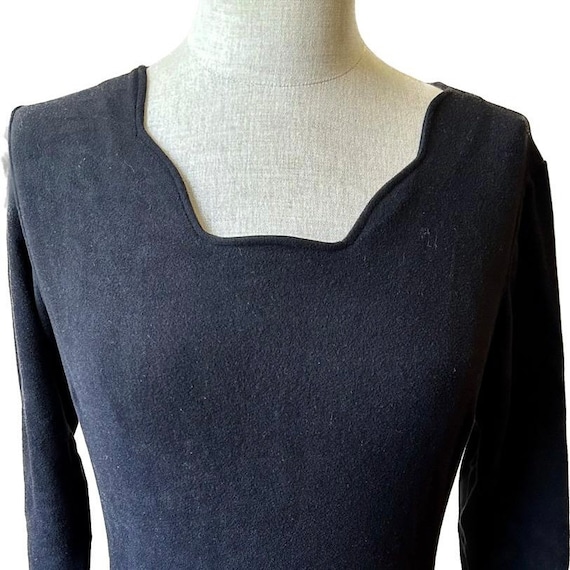 Bodysuit with Long Sleeves, Scalloped Collar, Mad… - image 1