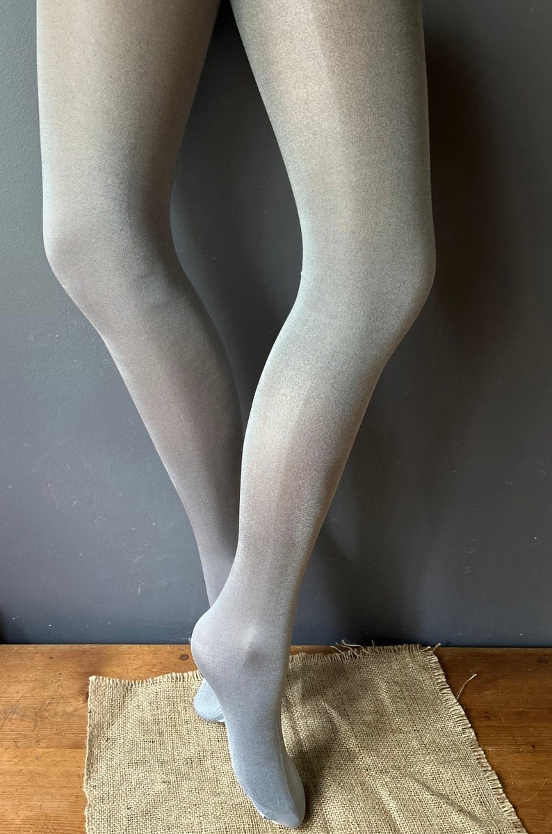 Metallic Silver Opaque Tights, 40 Den image 4