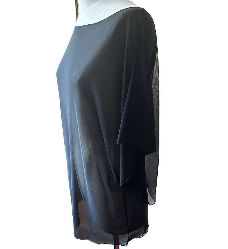 Sheer Black Kimono Tunic in Stretch Tulle image 2