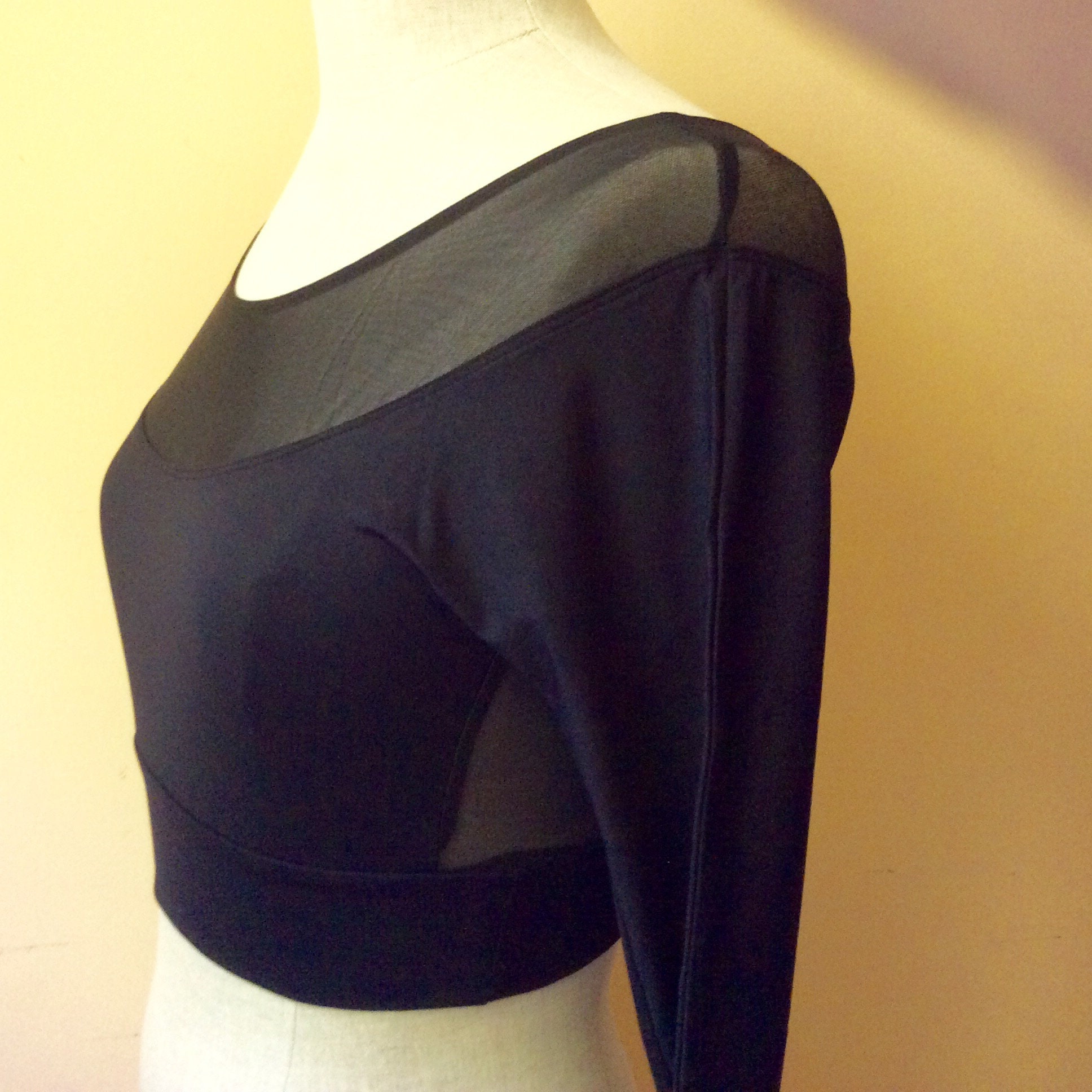 Long Sleeve Crop Top with Stretch Tulle and Verona Elegant | Etsy