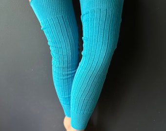 Turquoise Over-The-Knee Ribbed Socks Footless Long Sock Over the Knee In Hot Pink, Cotton Legwarmers, Ribbed Pattern,