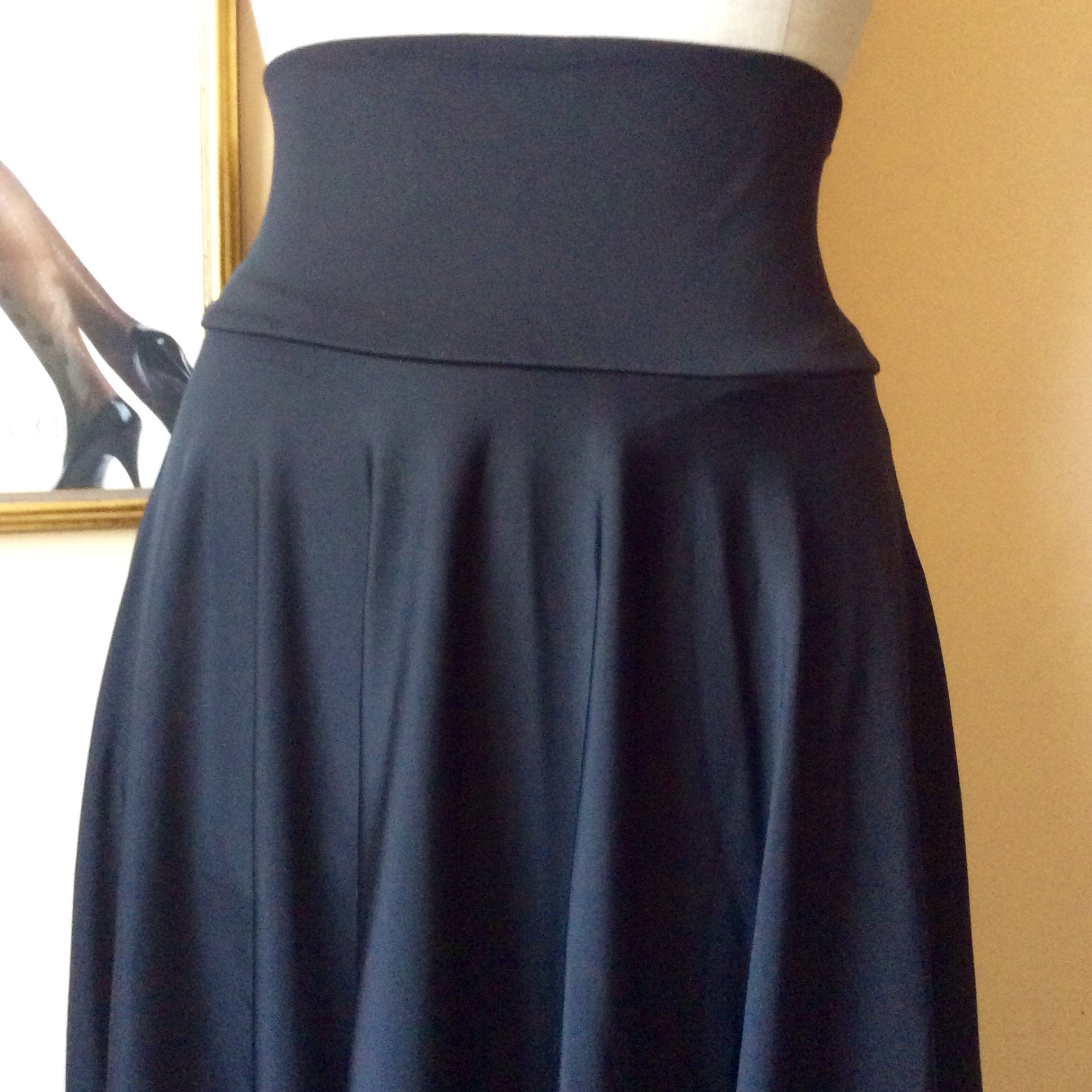 Long Black Satin Skirt Full Circle Skort With High Waist and - Etsy