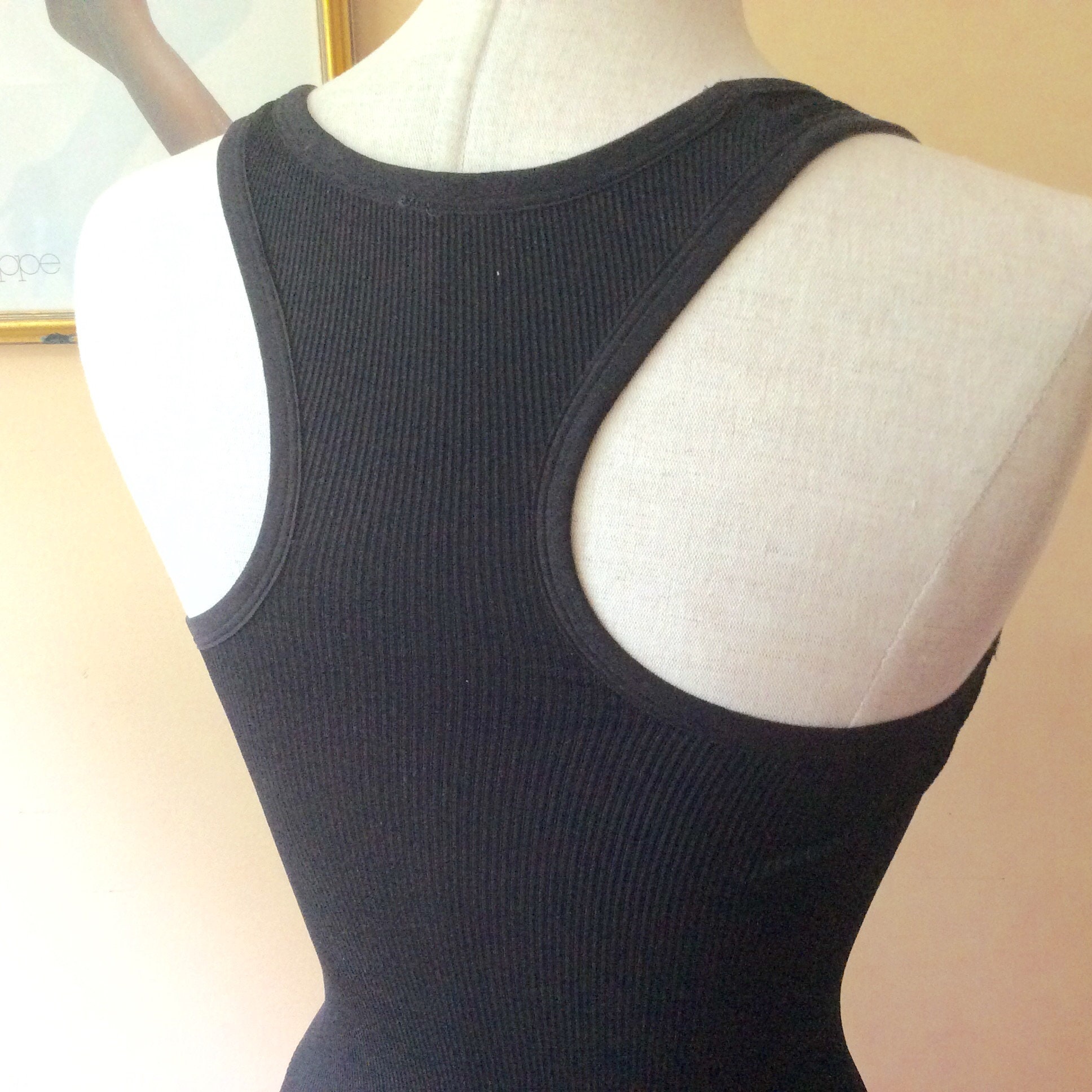 Holter Neck Exrcise Tank Top Racerback Black Ribbed | Etsy