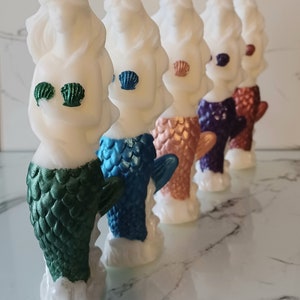 Mermaid pillar candle, mermaid candle, mermaid gift, nautical candle, coastal candle, coastal gift, mermaid decor, beach decor mermaid lover