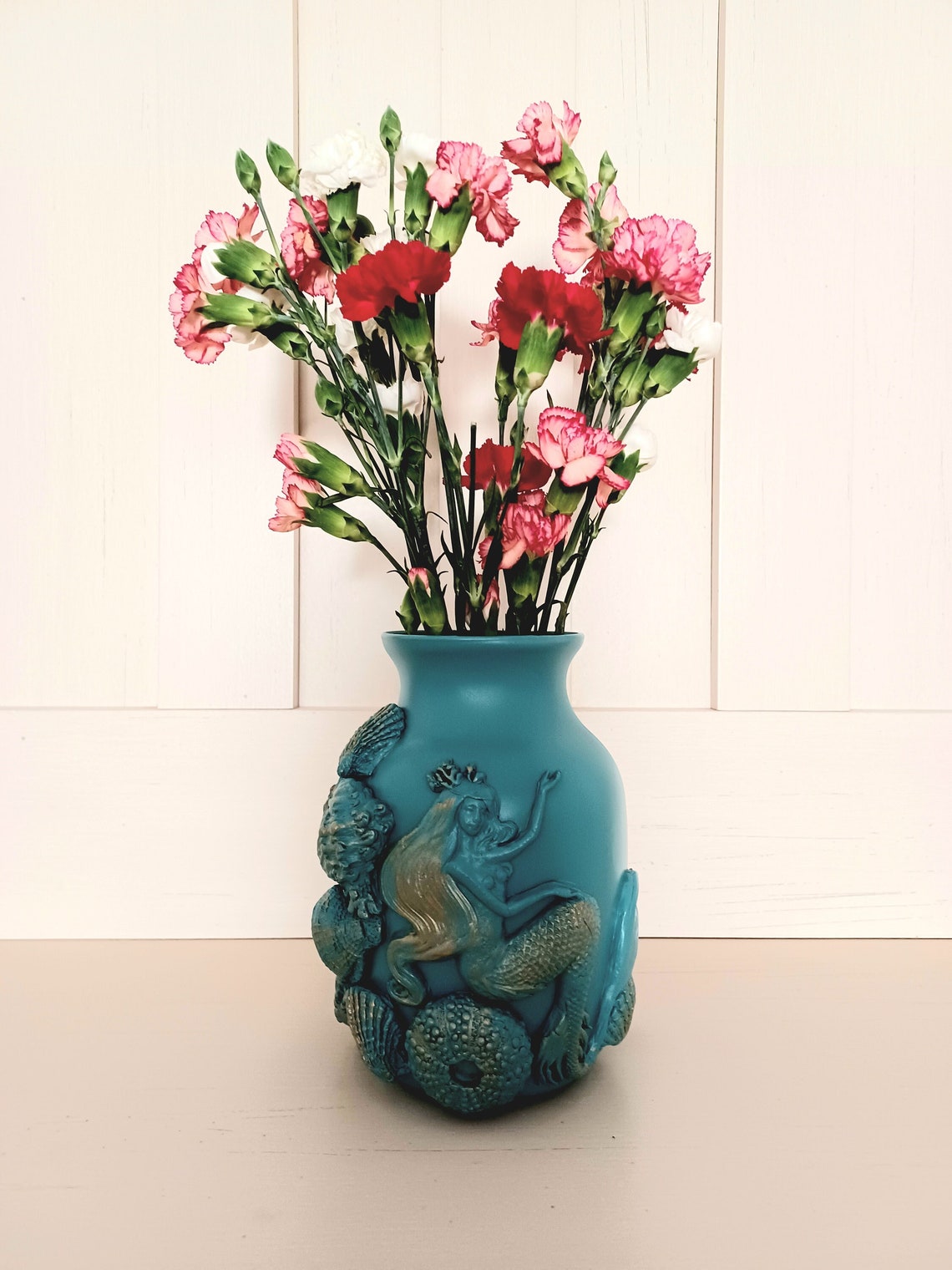 Mermaid Vase Mermaid Decor Nautical Vase Seashell Vase Etsy