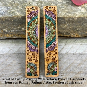 DIY Wood Charms Kit 2, Pick 4 Charm Styles, Get 2 Pair of Each, Brush