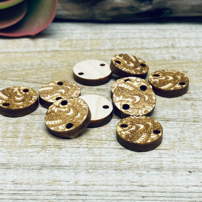 ML1074 Wooden Connectors Many Uses Engraved Pattern on Maple - Etsy