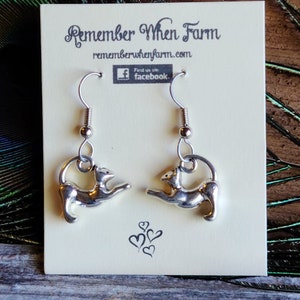 Silver vintage style CAT Earrings fish hook dangle style