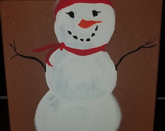 Hand Painted Clay Tile - Snowman Christmas
