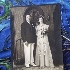 Vintage Wedding Photo - Bride Groom 5&quot; x 7&quot;