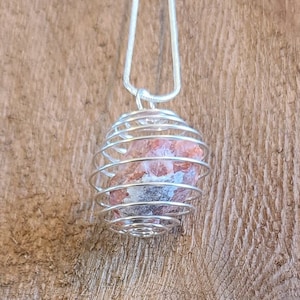 Crystal Stone Spiral Cage Boho Necklace 22&quot; inches