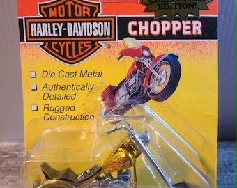 Matchbox Harley Davidson Vintage NIB Chopper Motorcycle Limited Collector Edition - Gold Metallic