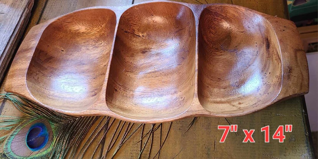 Vintage Monkey Pod Wood Bowl Tray Etsy