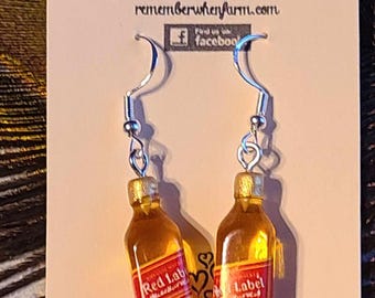 Johnnie Walker Red Label Bottle Earrings - dangle