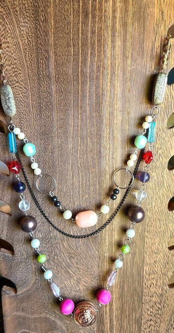 Vintage Layered necklace approx 34"