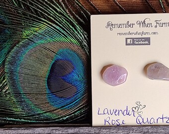 Lavender Rose Quartz Earrings - posts studs