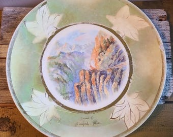 Antique Vintage China Scenic Souvenir Plate - Woodford Wisconsin - Rounding Hell Gate