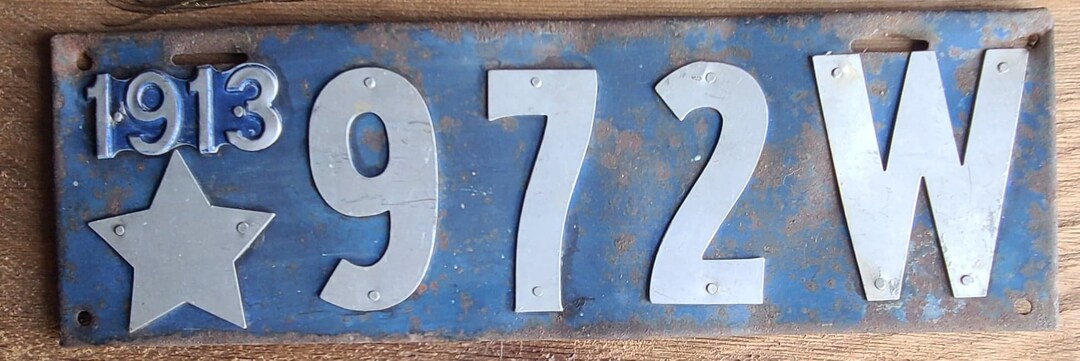 1913 Antique Dealer License Plate Wisconsin With Star RARE Antique