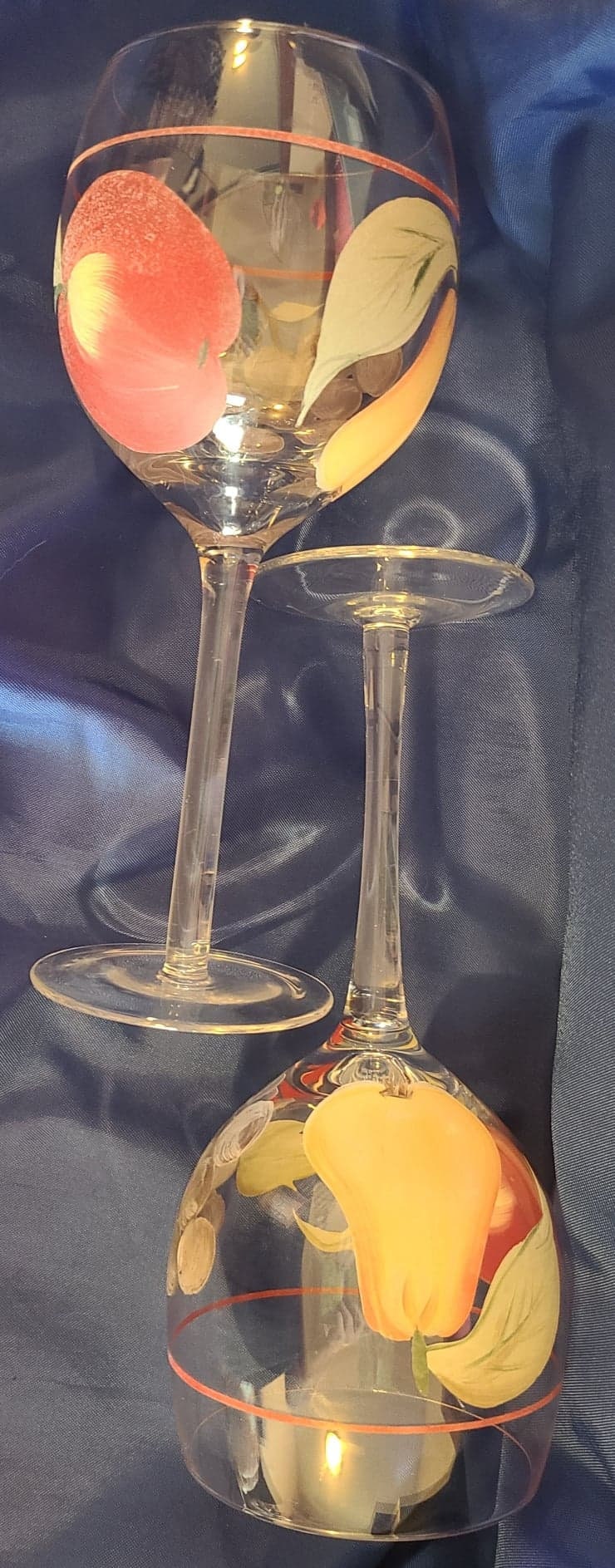 Pair of Large Hand Painted Vintage Fruit Wine Glasses Set of Etsy