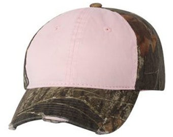 NEW Outdoor Cap - Frayed Women's Camouflage Cap - CGWT611 Light Pink Mossy Oak BLANK