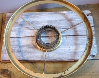 Vintage antique Kerosene Oil Lamp Metal Shade Ring Holder 10"
