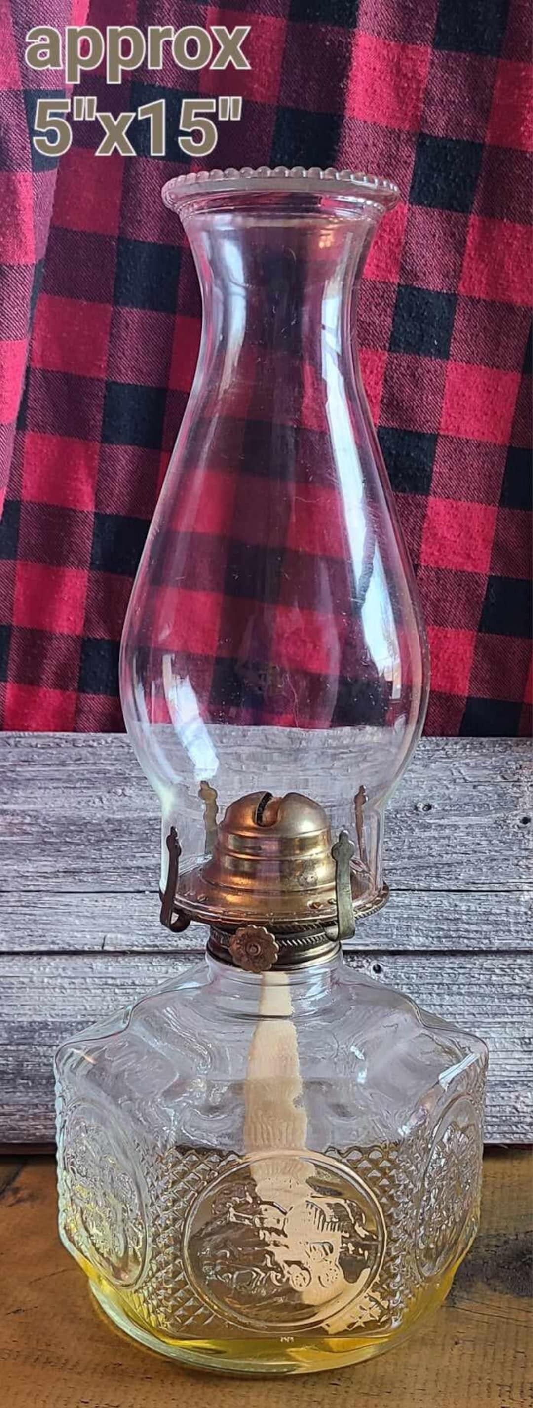 Vintage Lamplight Farms Oil Clear Glass Kerosene Lamp Hurricane 6 Sided