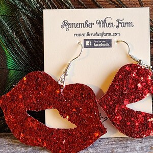 Faux Leather VALENTINES DAY Big Lips Kiss Earrings