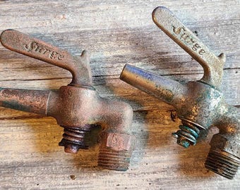 Set of 2 vintage antique industrial SURGE water faucets valves petcocks bronze or copper