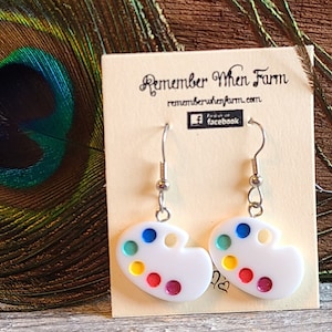Art Palette  Earrings Earrings fish hook dangle style artist painter