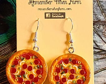 Pendientes colgantes de pizza de pepperoni