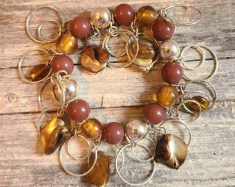 Vintage Charm Bracelet Beads & Rings - Earth Tones