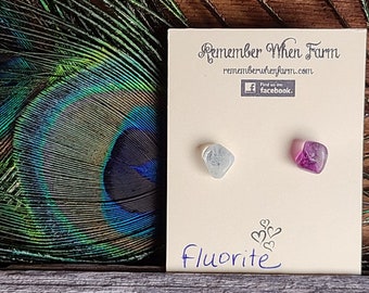 Fluorite Earrings - posts studs