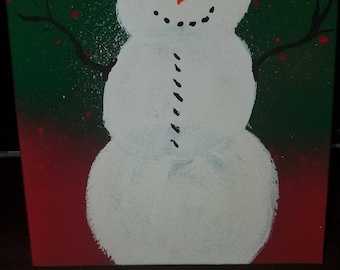 Hand Painted Clay Tile - Snowman Christmas