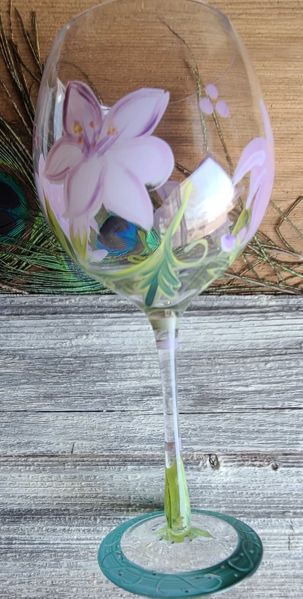 Hand Painted Flower Wine Glasses Set of 4 Large Etsy